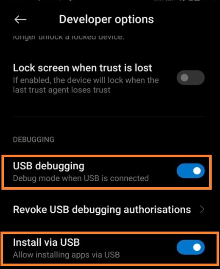 USB debugging mode